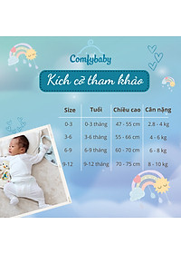 Set áo bodysuit cài chéo giữ ấm ngực dài tay kèm quần rời 100% Cotton cho bé Comfybaby