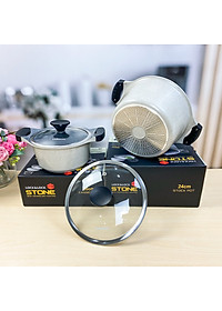 Nồi Đá Stone 7 Lớp Cao Cấp 24cm Thành Cao  LCA6244D (cam kết hàng chính hãng)