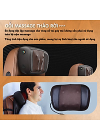 Nệm (đệm) massage ô tô cao cấp Nikio NK-150 - Con lăn 3D xoa bóp cổ vai gáy, kết hợp nhiệt nóng sưởi ấm lưng, cổ và rung toàn thân tạo cảm giác thư giản, túi khí nâng đỡ cột sống lưng