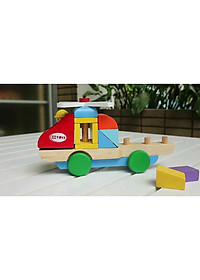 Đồ chơi gỗ Trực thăng lắp ráp | Winwintoys 65262 | Phát triển tư duy logic và phân biệt hình học, màu sắc
