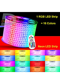 Bộ dây đèn Led RGB đổi màu quấn cây, chống nước, điều khiển chọn màu trang trí tường trần thạch cao, nhà cửa, quán cafe, nhà hàng, bàn, dây bóng 5050 nháy chuyển màu mềm mại, dùng được ngoài trời (Tùy chọn chiều dài dây)