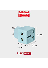Ổ chia điện đầu nối thông minh P15 SOPOKA 1 chia 2 cửa có ổ cắm 3 chấu tiện lợi