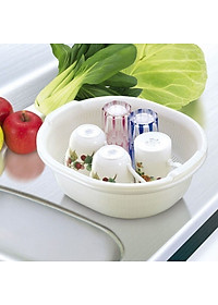 Bộ 01chậu & 01rổ nhựa Oval Sanada Seiko 5.3L cao cấp có tay cầm tiện dụng - Hàng nội địa Nhật Bản.