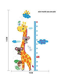 Decal dán tường Thước đo chiều cao Hươu cao cổ AmyShop DTD018 (140x90cm)