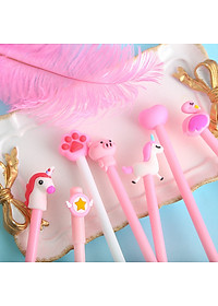 Combo 10 bút ngộ nghĩnh màu hường dễ thương tặng túi zip