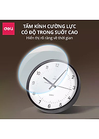 Đồng hồ treo tường kim trôi không ồn minimalist phong cách tối giản trang trí phòng khách Bảo hành 12 tháng Deli