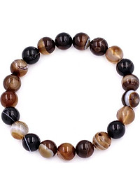 Vòng chuỗi đeo tay Mã Não Nâu Sọc 8 ly 21 hạt - hợp mệnh Kim, mệnh Thổ - Vòng size phù hợp cho nữ