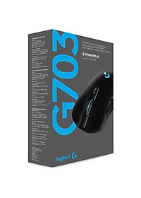 Chuột game không dây Lightspeed RGB Logitech G703 - Cảm biến Hero 25k, tương thích PowerPlay, nhẹ 95g+10g cân tùy chỉnh, pin 60h, PC/Mac - Hàng chính hãng
