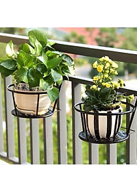 Giá kim loại để chậu hoa, cây cảnh mini có móc treo ban công tiện lợi - ĐEN
