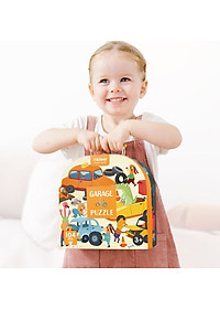 Bộ xếp hình valy Mideer 104 mảnh ghép dành cho bé từ 4 tuổi (Puzzle) - Chủ đề Garage xe ô tô