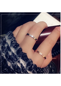 Nhẫn Nữ Đính1 Viên Đá Chìm Chất Liệu Thép Titan Ko Rỉ Ko Dị Ứng TT 0411