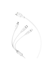 Cáp sạc đa năng Hoco X25 3 đầu nguồn ra 2A Max dài 1M cho các loại smart phone - Hàng chính hãng