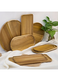 Khay gỗ keo đa năng hình chữ nhật Vibasic, đa dạng kích thước, chụp hình decor đựng đồ trang trí