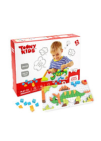 Đồ Chơi Bộ Tranh Xếp Nút TOONYKIDS - Đồ Chơi Thông Minh Cho Bé - JURASSIC PUZZLE TN011 [Tặng Kèm Sticker]