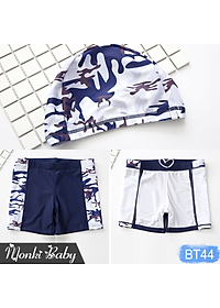 Bộ đồ bơi bé trai lớn size đại đến 68kg kèm mũ, chất thun bơi lạnh co giãn 4 chiều, chống tia UV, giữ nhiệt tốt | BT44