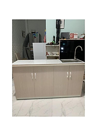 Tủ bếp nhựa đài loan có bồn và dán gạch 145x80(TPHCM)