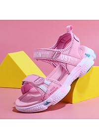 Dép sandal bé gái 3 - 12 tuổi siêu nhẹ quai ngang màu hồng thời trang đi học đi biển mùa hè khỏe khoắn và năng động SG49