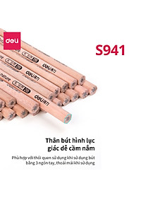 Bút chì lục giác/tam giác Deli - loại HB/2B - 30 chiếc/hộp - S941 / S943