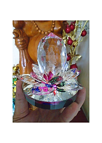 Tượng Phật Bà Quan Âm tòa sen pha lê đa sắc - QA7M