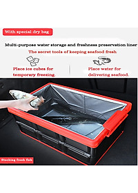 Hộp để đồ đa năng gấp gọn cốp sau ô tô dung tích 30 lít, Kích thước: Sâu x Rộng x Cao (42cm x 29cm x 24cm), Màu đen viền đỏ, KM309-30