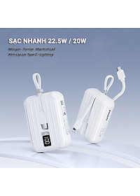 Sạc Dự Phòng Pisen Quick - POWERLink Tiny 22.5W 10000mAh (L & C) - Pisen TS-D326 - Màu Trắng