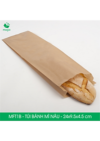 MFT1B - 24x9.5x4.5 cm - 100 Túi giấy bánh mì nâu