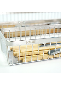 Khay đựng đũa muỗng có 2 móc treo inox 304 Hobby Home Decor KM