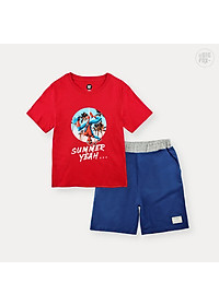 Đồ bộ bé trai cộc tay BIGFOX - MISS MEOW size đại chất cotton phong cách Âu Mỹ in Siêu nhân 11 - 40 kg QATE