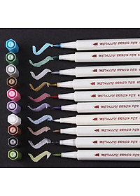 Bút lông mềm cây lẻ Lalunavn 10 màu sắc đầu Brush có nhũ STA Metallic Marker Pen Drawing - A13