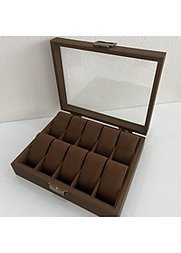 Hộp đựng đồng hồ - Hộp đựng 10 đồng hồ bằng gỗ màu nâu