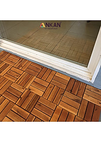 Combo 9 Ván Sàn Gỗ Tự Nhiên Màu Nâu Vàng, Vỉ Gỗ Lót Sàn Ban Công, Sân Vườn, Hồ Bơi, Phòng Spa, Siêu Bền, Chịu Nước Tốt, Chống Trơn Trượt, Tiêu Chuẩn Xuất Khẩu
