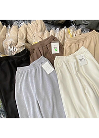 Quần Jogger Bo Gấu Trơn Nỉ Nhung Tăm Nữ Unisex