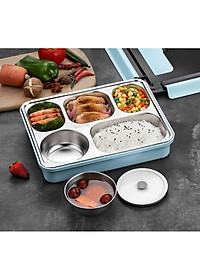 Hộp Cơm Văn Phòng 5 Ngăn Inox 304 Giữ Nhiệt Chống Tràn Có Giá Điện Thoại Tặng Thìa Đũa Cao Cấp- Hàng Chính Hãng MINIIN