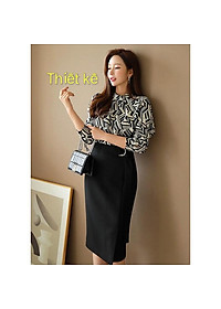 Chân váy công sở NEW DESIGN dáng midi dài qua gối sang trọng vải kaki thun co giãn