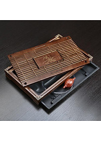Khay Trà Gỗ cao cấp - Ốp Đồng 4 Góc Sang trọng