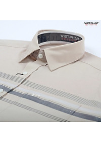 Áo Sơ Mi Nam Ngắn Tay VIỆT PHÁP Form Luxury Chất liệu  Bambo In Sọc lịch lãm, sang trọng 50060