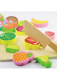 Đồ chơi gỗ trí tuệ cắt hoa quả bằng gỗ nam châm loại đẹp