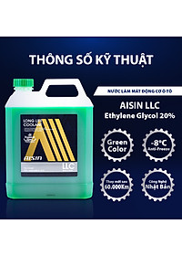 Nước Làm Mát Động Cơ Màu Xanh Lá AISIN Long Life Coolant 20% 4 Lít LCPM20A4LG - Nhập Khẩu Chính Hãng