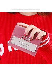 Bóp ví nữ mini gấp gọn cầm tay nút bấm chữ nhật cách điệu thời trang - Hàng cao cấp
