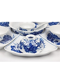 Bộ đồ ăn hoa mặt trời Bát Tràng men khử - Khử chì và kim loại nặng - Hoa sen