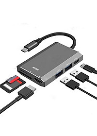 Hub chuyển đổi Remax RU-U30 6 in 1 cổng Type C ra USB 3.0 + HDMI + Đầu đọc thẻ nhớ - Hàng nhập khẩu