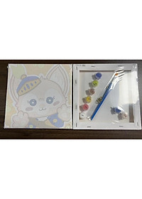 Tranh tô màu theo số tranh sơn dầu số hoá cô bé dễ thương Kèm khung size 20*20cm