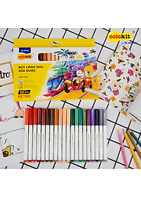 Bút lông màu Fiber Pen 20 màu Retro Thiên Long Colokit rửa được ngòi chóp viết nét thanh nét đậm SWM-C009