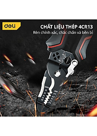 Kìm Bấm Dây Điện Đa Năng Deli - Kết hợp uốn, cắt, bấm, tách dây - Chất liệuThép Cao Cấp, Điều Chỉnh Lực Tuốt Dây Dễ Dàng