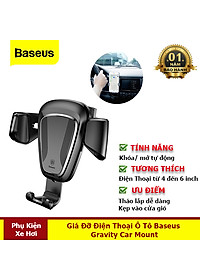 Giá Đỡ Điện Thoại Ô Tô Baseus Gravity Car Mount Kẹp Cửa Gió Điều Hòa - Hàng Chính Hãng