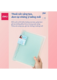 Sổ Tay Ghi Chép 60 Trang Gáy Lò Xo A5 Deli - Xanh Dương/Hồng/Vàng/Xanh Lá - QHA560