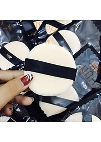 Bông đánh phấn phủ, phấn nén mền mịn quai đen- túi 1 bông 