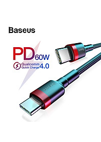 Dây cáp sạc nhanh Type-C dài 2M hiệu Baseus Cafule Type C to Type C PD truyền data tốc độ cao  cho Smartphone / Tablet / Macbook / Laptop Type C Samsung Huawei Oppo Xiaomi Vsmart (3A, 60W, Sạc nhanh PD, Sạc nhanh QC 4.0 Quick Charge) - Hàng nhập khẩu