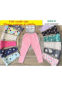(VẢI XUẤT DƯ XỊN) SET 5 QUẦN LEGGING DÀI/ QUẦN DÀI HOẠ TIẾT THUN COTTON 4 CHIỀU CHO BÉ GÁI 9-41KG
