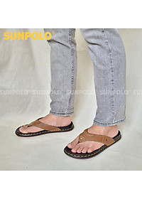 Dép Kẹp Xỏ Ngón Nam Da Bò SUNPOLO KEP205 Đế cao su (Đen, Nâu)